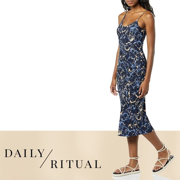 DAILY RITUAL Georgette Sleeveless Midi Slip Dress NEW WITH TAG! - Picture 1 of 7